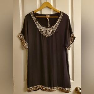 Haute Hippie Embellished Black Silk Dress XS